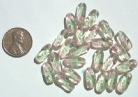 25 13mm Twisted Ovals - Green & Pink